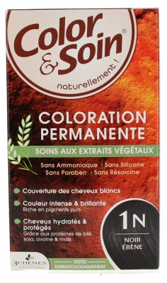 Les 3 Chênes Color & Soin Coloration Permanente Extraits Végétaux Sans Ammoniaque - Coloration : Noir Ebène : 1N