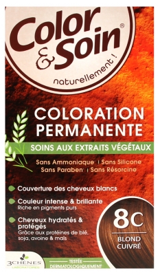 Les 3 Chênes Color & Soin Coloration Permanente Extraits Végétaux Sans Ammoniaque - Coloration : Blond Cuivre : 8C