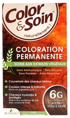 Les 3 Chênes Color & Soin Coloration Permanente Extraits Végétaux Sans Ammoniaque - Coloration : Blond Foncé Doré : 6G