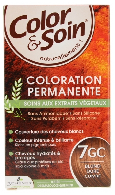 Les 3 Chênes Color & Soin Coloration Permanente Extraits Végétaux Sans Ammoniaque - Coloration : Blond Doré Cuivré : 7GC