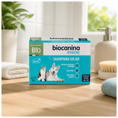 Biocanina Hygiène Shampoing Solide pour Chiens et Chats Bio 100 Grammes