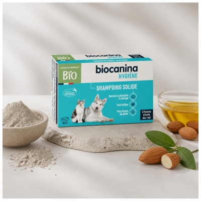 Biocanina Hygiène Shampoing Solide pour Chiens et Chats Bio 100 Grammes