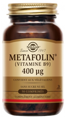 Solgar Metafolin (Vitamine B9) 400 µg 50 Comprimés