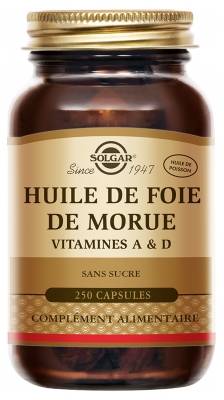 Solgar Huile de Foie de Morue Vitamines A & D 250 Capsules
