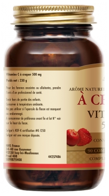 Solgar Vitamine c 500 mg Comprimés à Croquer Goût Framboise/Cranberry