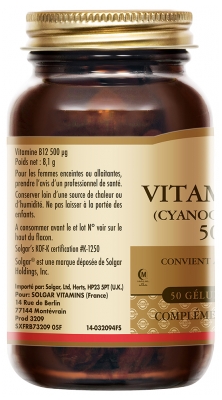 Solgar Vitamine B12 (Cyanocobalamine) 500 ?gélules Végétales