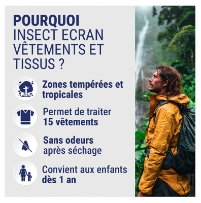Insect Ecran Spray Insecticide Vêtements & Tissus Jusqu'à 8h 100 ml