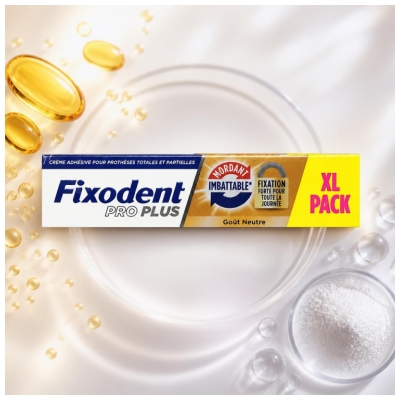 Fixodent Pro Plus Crème Adhésive Fixation Forte Goût Neutre 57 Grammes