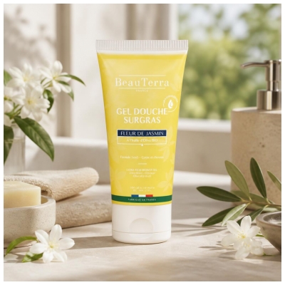 BeauTerra Gel Douche Surgras 2en1 Parfum Fleur de Jasmin 200 ml 