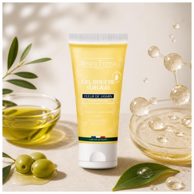 BeauTerra Gel Douche Surgras 2en1 Parfum Fleur de Jasmin 200 ml 