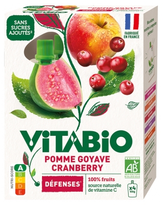 Vitabio Pomme Cranberry Goyave Bio 4 Gourdes de 100 g