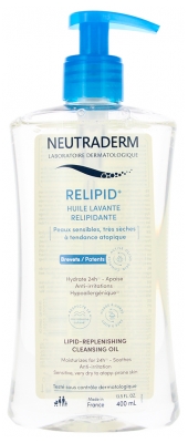 Neutraderm Relipid+ Huile Lavante Relipidante Peaux Sensibles et Très Sèches 400 ml