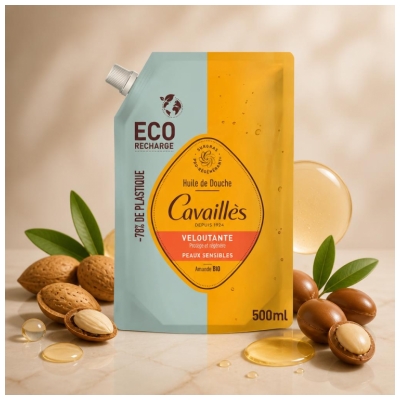 Cavaillès Éco-Recharge Huile de Douche Veloutante Peaux Sensibles 500 ml