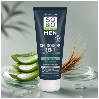Léa Nature SO BIO étic Men Gel Douche 3en1 Rafraîchissant Biologique 200 ML
