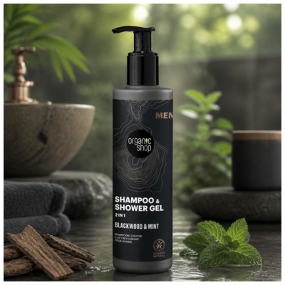 Organic Shop Men Écorce de Chêne et Menthe Shampoing-Douche 2en1 280 ML