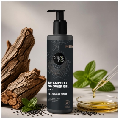Organic Shop Men Écorce de Chêne et Menthe Shampoing-Douche 2en1 280 ML