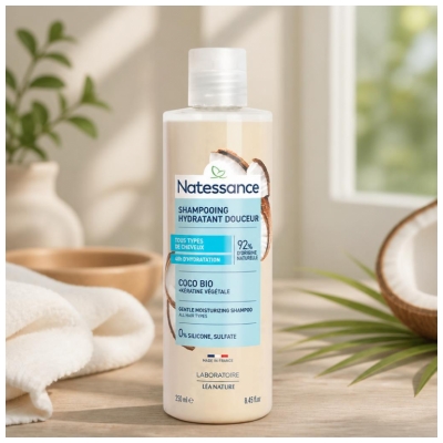 Natessance Shampoing Coco Bio Hydratant Douceur Tous Types de Cheveux 250 ml