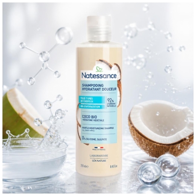 Natessance Shampoing Coco Bio Hydratant Douceur Tous Types de Cheveux 250 ml