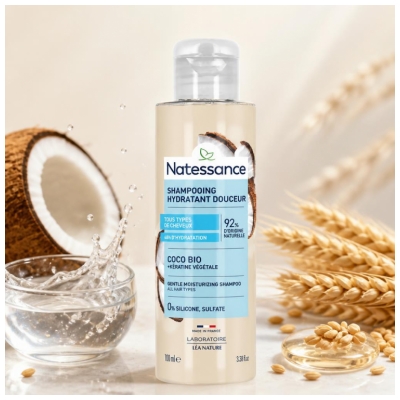 Natessance Shampoing Coco Bio Hydratant Douceur Tous Types de Cheveux 100 ml