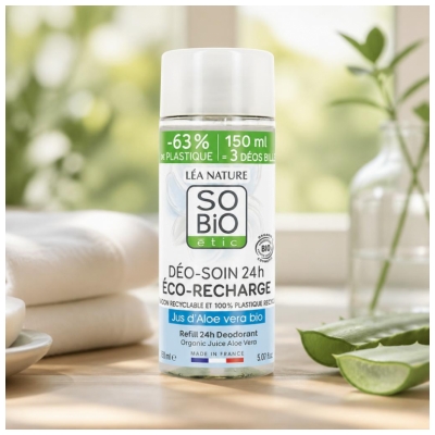 Léa Nature SO BIO étic Déo-Soin 24H Aloe Vera Éco-Recharge Biologique 150 ML