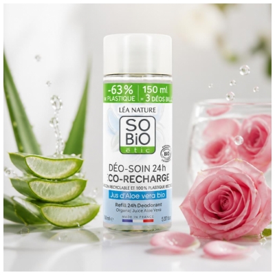 Léa Nature SO BIO étic Déo-Soin 24H Aloe Vera Éco-Recharge Biologique 150 ML