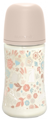 Suavinex Wonderland Biberon Tétine Symétrique M Débit Moyen 270 ml Dès 3 Mois - Couleur : Rose