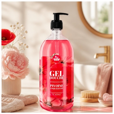 Les Petits Bains de Provence Gel Douche Pivoine Coquelicot de 1 Litre