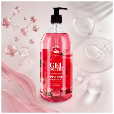 Les Petits Bains de Provence Gel Douche Pivoine Coquelicot de 1 Litre