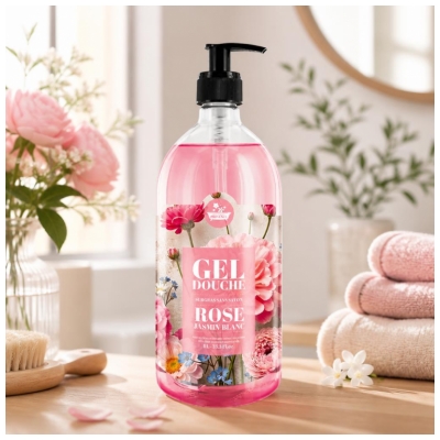 Les Petits Bains de Provence Gel Douche Rose de 1 Litre 