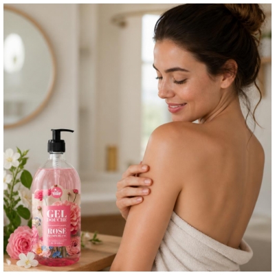Les Petits Bains de Provence Gel Douche Rose de 1 Litre 