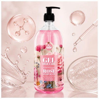 Les Petits Bains de Provence Gel Douche Rose de 1 Litre 