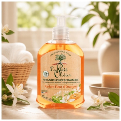 Le Petit Olivier Pur Savon Liquide de Marseille Parfum Fleur d'Oranger 300 ML