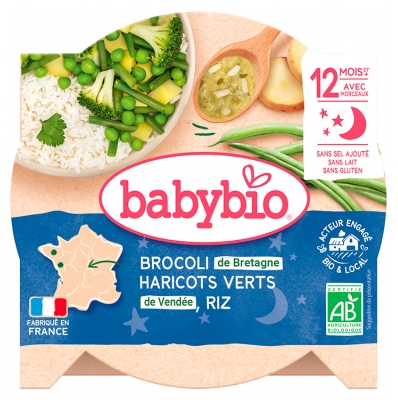 Babybio Bonne Nuit Brocoli Haricots Verts Riz Persil 230 g