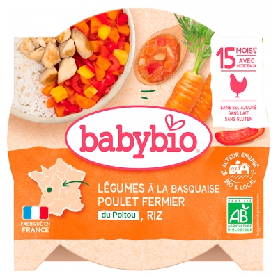 Babybio Légumes Basquaise & Poulet Fermier Riz 15 Mois et + 260 g