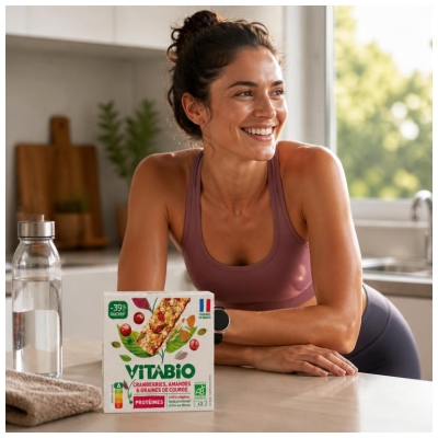 Vitabio Amandes Cranberries & Graines de Courge Protéines Bio 3 Barres
