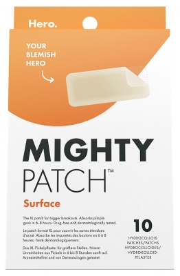 Hero – Mighty Patch Surface – Patchs Anti-Acné Jour et Nuit Pour Les Zones Étendues – Boîte de 10 Patchs