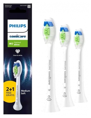 Philips Sonicare W2 Optimal White HX6063/87 Medium Soft 3 Têtes de Brosse de Rechange dont 1 Offerte