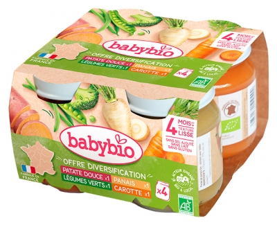 Babybio Offre Diversification Mes 1ers Légumes dès 4 Mois Bio 4 Pots de 130 g