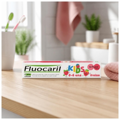 Fluocaril Kids Dentifrice Bi-Fluoré 0/6 Ans Fraise 75 ML