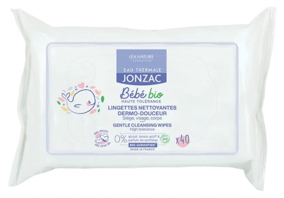 Eau Thermale Jonzac Bébé Bio Lingettes Nettoyantes Dermo-Douceur 40 Unités