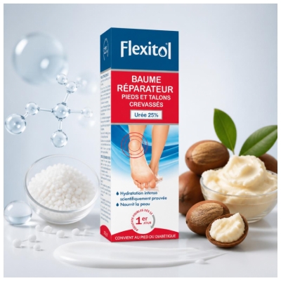 Flexitol Baume Réparateur Pieds et Talons Crevassés Urée 25% 112 Grammes