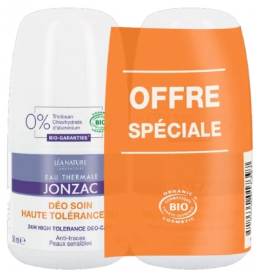 Eau Thermale Jonzac Déo Soin Haute Tolérance 24H Bio Lot 2 x 50 ML