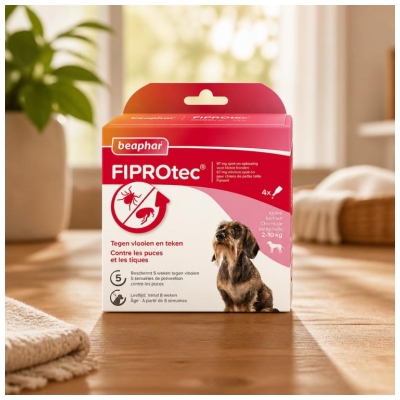 Beaphar Fiprotec 67 mg Solution Spot-On Petit Chien 2 à 10 kg Puces et Tiques 4 Pipettes