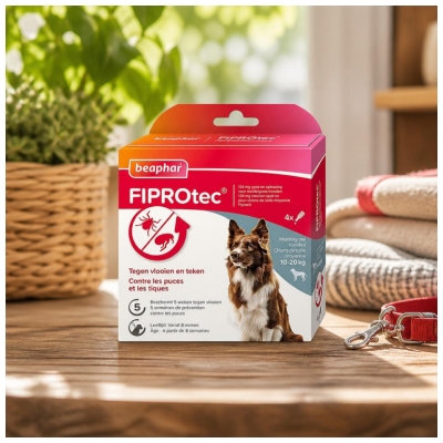 Beaphar Fiprotec 134 mg Solution Spot-On Chien Taille Moyenne 10 à 20 kg 4 Pipettes