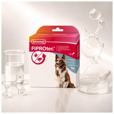 Beaphar Fiprotec 134 mg Solution Spot-On Chien Taille Moyenne 10 à 20 kg 4 Pipettes