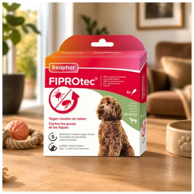 Beaphar Fiprotec 268 mgSolution Grands Chiens 20 à 40 kg 4 Pipettes