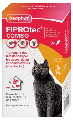 Beaphar Fiprotec Combo 50/60 mg Solution Spot-on Chats Furets 3 Unités