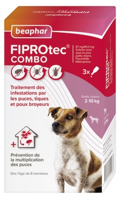 Beaphar Fiprotec Combo 67/60,3 mg Solution Spot-on Chiens 2-10 kg 3 Unités