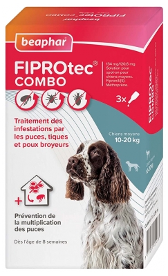 Beaphar Fiprotec Combo 134/120,6 mg Solution Spot-on Chiens 10-20 kg 3 Unités
