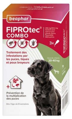 Beaphar Fiprotec Combo 268/241,2 mg Solution Spot-on Grands Chiens 20-40 kg 3 Unités